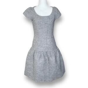 Charlotte Brody Gray Wool Drop Waist Scoop Neck Dress Size 4 Classic Minimalist